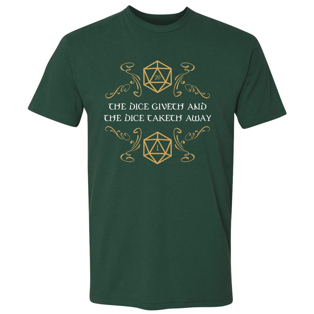 The Dice Giveth and Taketh Away Natural 20 and Critical Fail Premium Unisex T-Shirt - Forest Green - 13