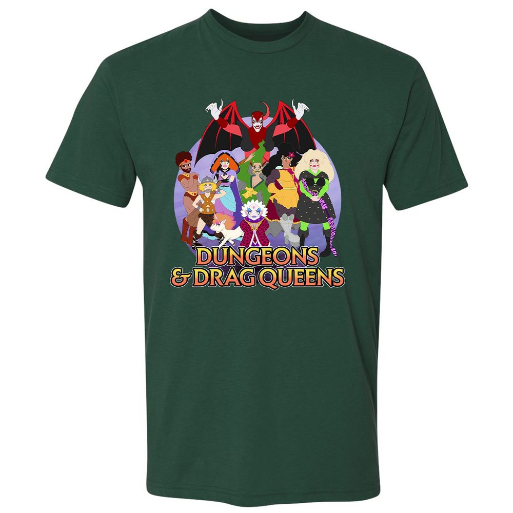 Dungeons n Drag Queens Cartoon Premium Unisex T-Shirt - Forest Green - 13