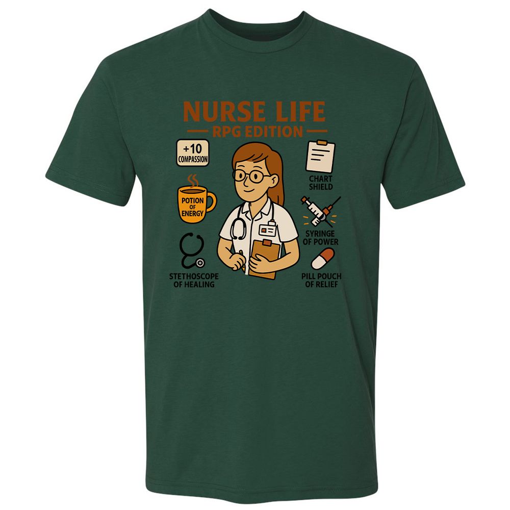 Nurse Life RPG Edition Premium Unisex T-Shirt - Forest Green - 13