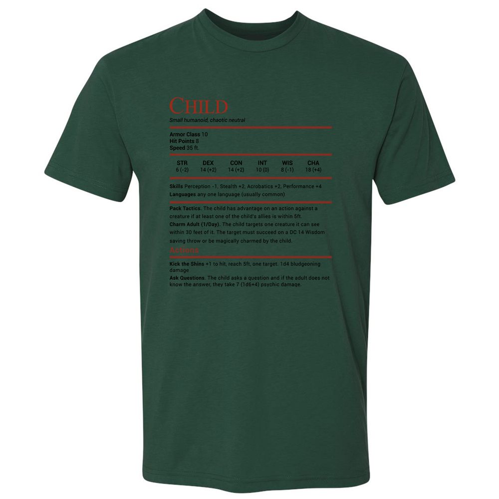 Child Stats Premium Unisex T-Shirt - Forest Green - 13