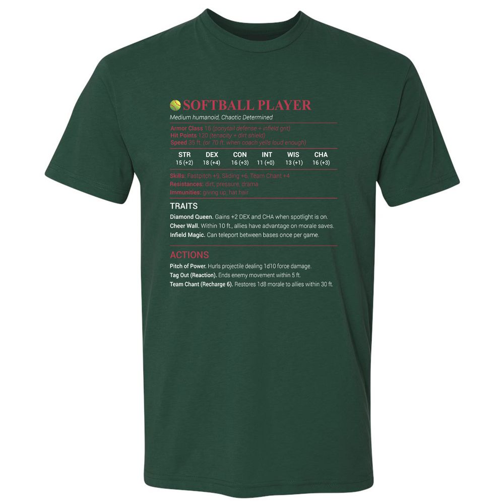 Softball Player Premium Unisex T-Shirt - Forest Green - 13