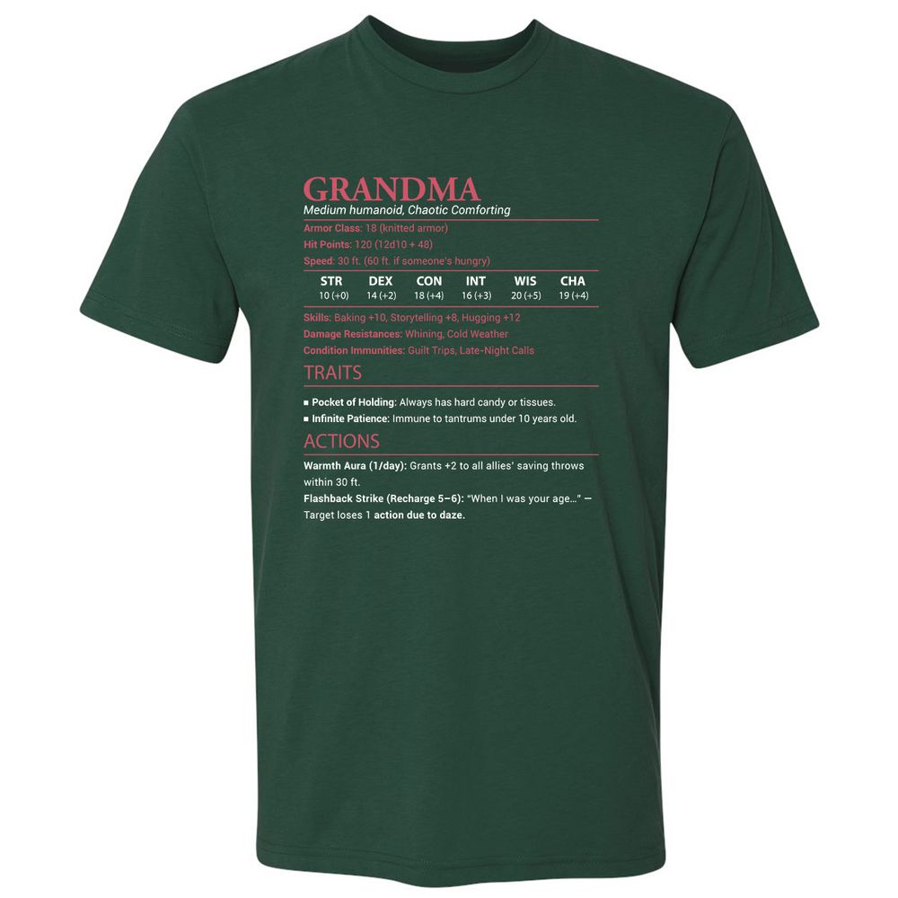 Grandma Stats Premium Unisex T-Shirt - Forest Green - 13