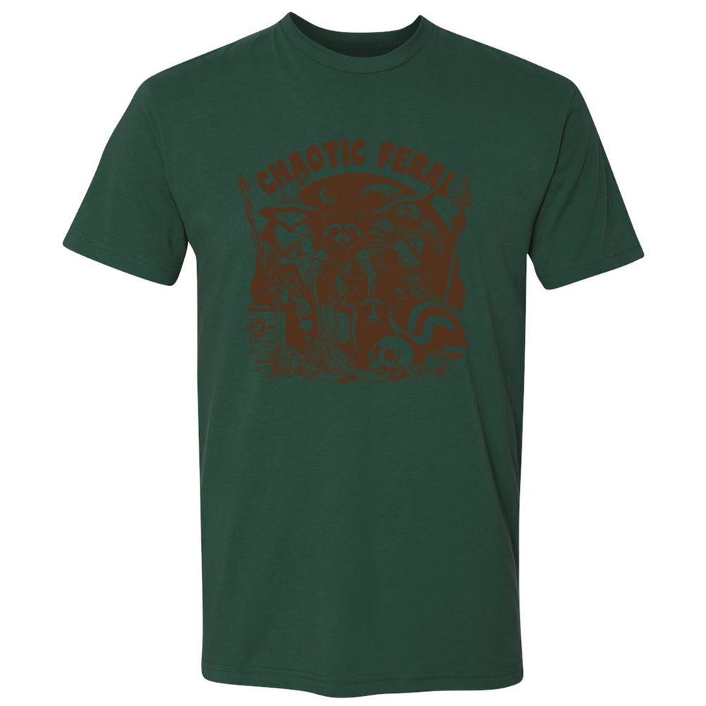 Raccoon Chaotic Feral Premium Unisex T-Shirt - Forest Green - 13