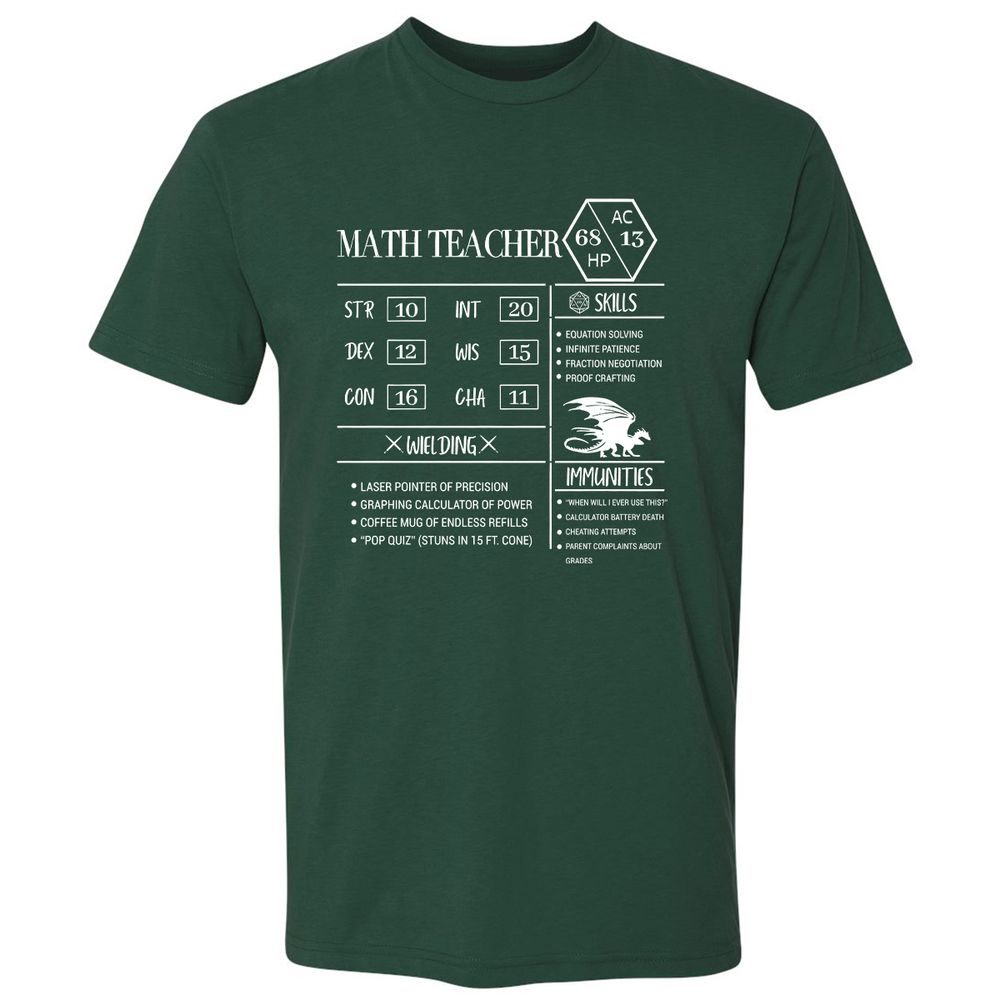 Math Teacher New Premium Unisex T-Shirt - Forest Green - 13