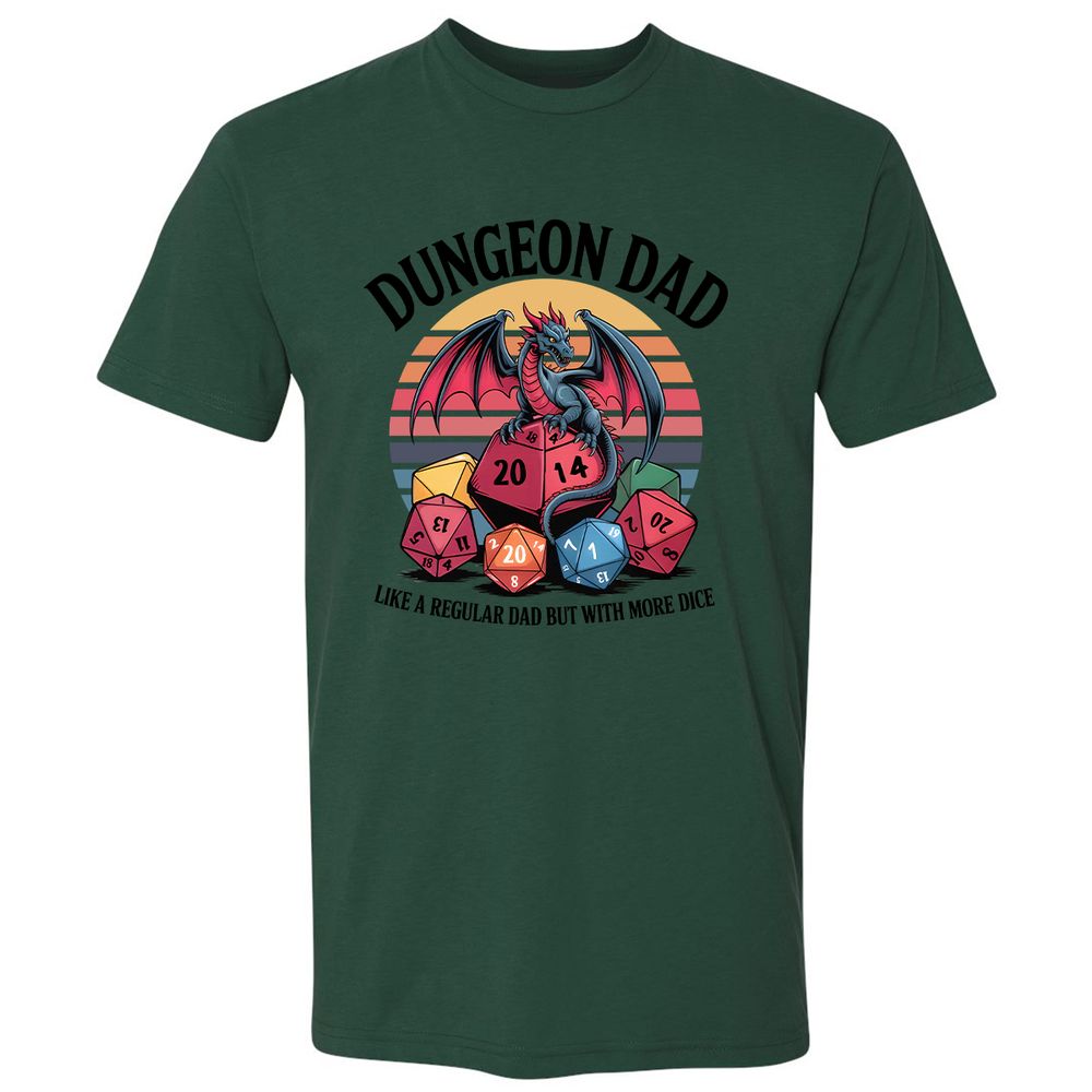 Dungeon Dad With More Dice Premium Unisex T-Shirt - Forest Green - 13