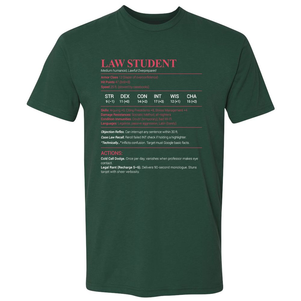 Law Student Premium Unisex T-Shirt - Forest Green - 13