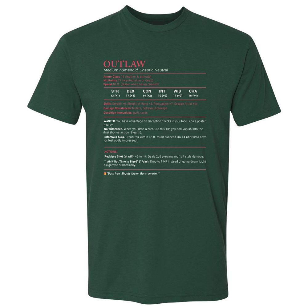 Outlaw Stats Premium Unisex T-Shirt - Forest Green - 13