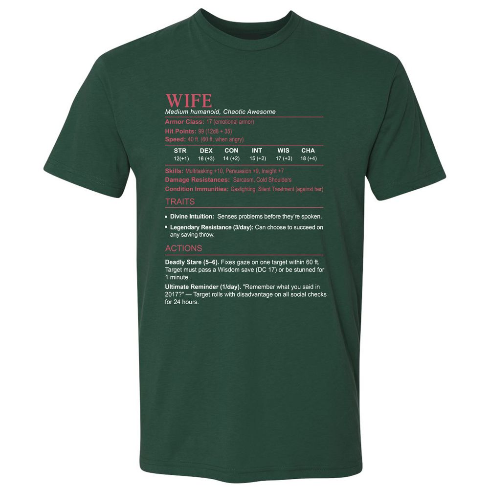Wife Stats Premium Unisex T-Shirt - Forest Green - 13