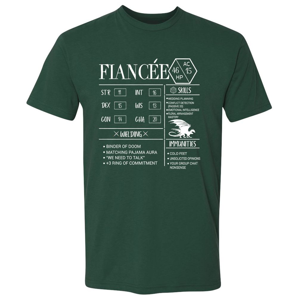 Fiancee Stats Premium Unisex T-Shirt - Forest Green - 13