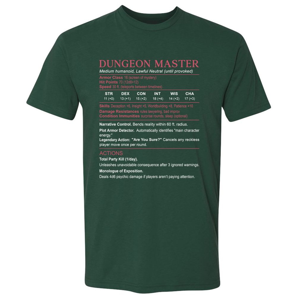 Dungeon Master Stats Premium Unisex T-Shirt - Forest Green - 13