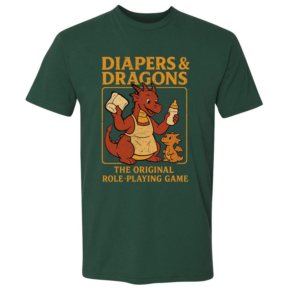 Diapers & Dragons Premium Unisex T-Shirt - Forest Green - 13
