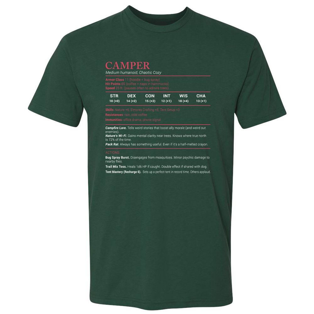 Camper Stats Premium Unisex T-Shirt - Forest Green - 13