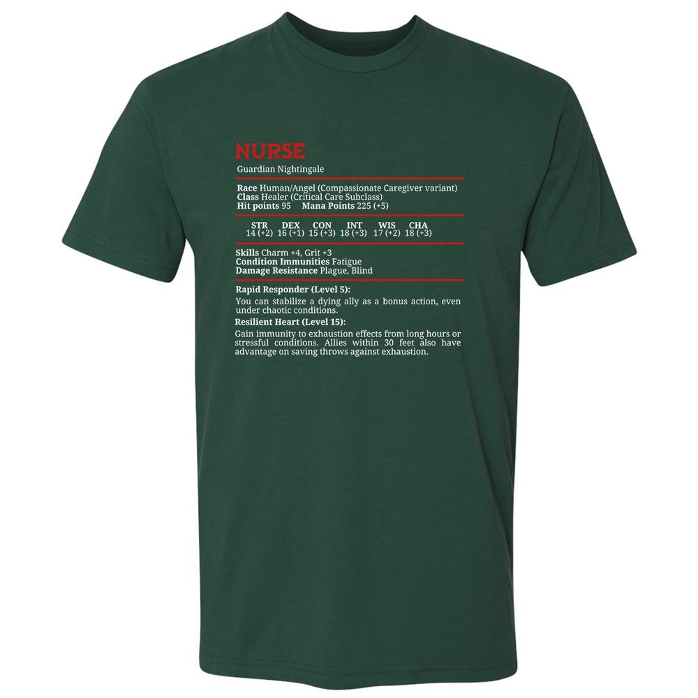 Nurse Stats Premium Unisex T-Shirt - Forest Green - 13