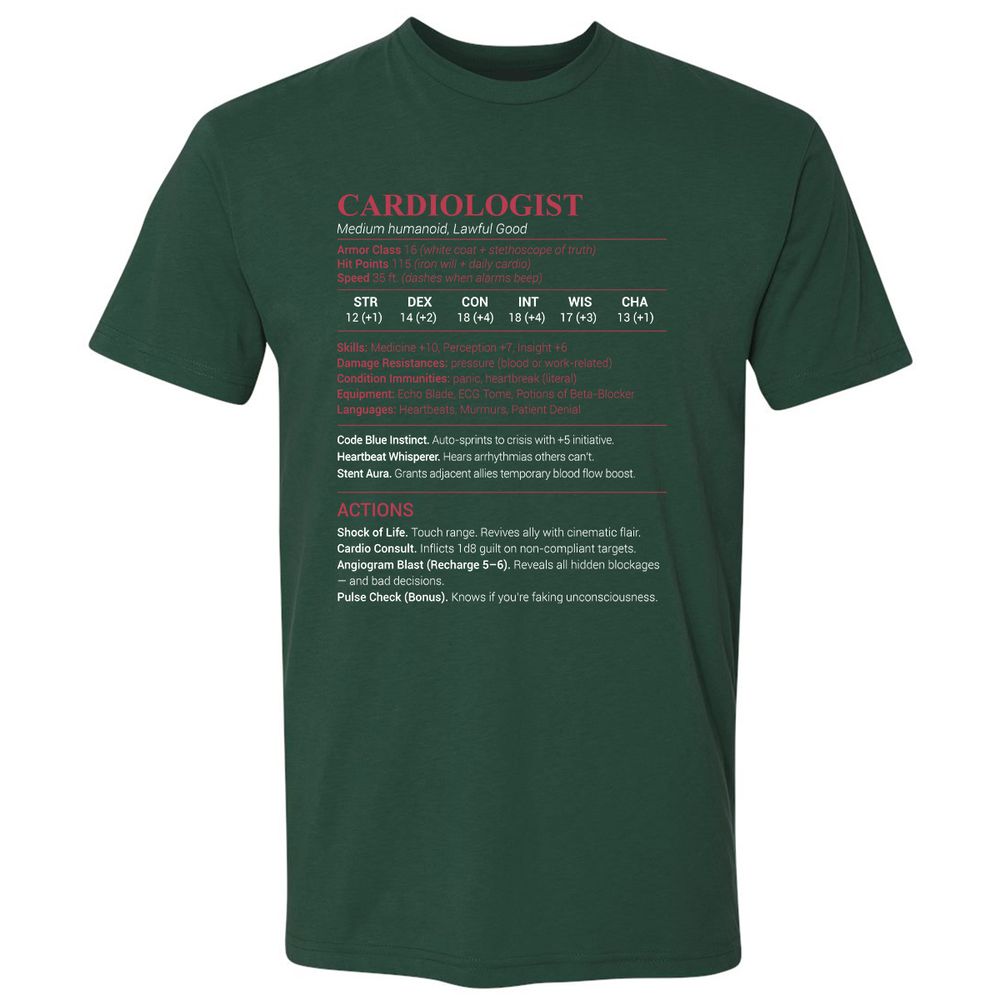 Cardiologist Stats Premium Unisex T-Shirt - Forest Green - 13