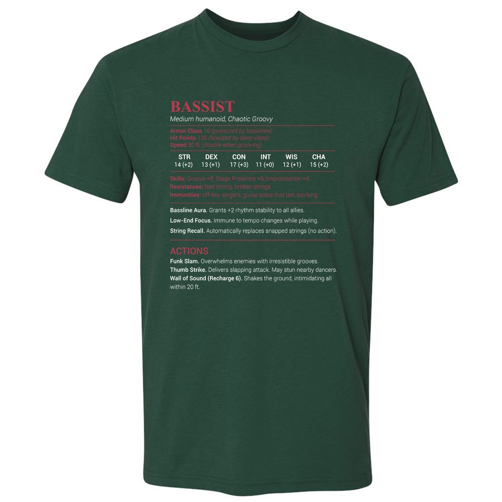 Bassist Stats Premium Unisex T-Shirt - Forest Green - 13