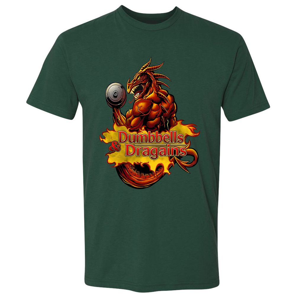 Dumbbells & Dragains Premium Unisex T-Shirt - Forest Green - 13