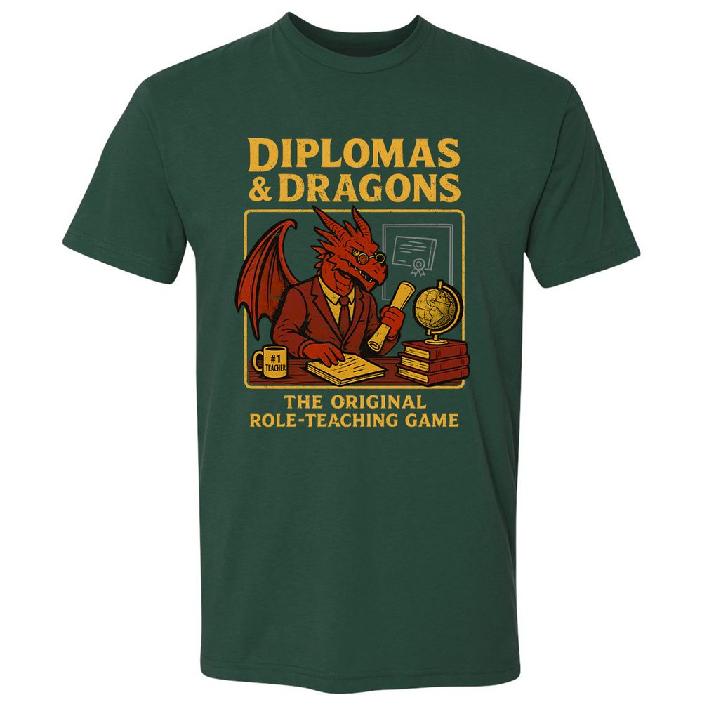 Diplomas & Dragons Premium Unisex T-Shirt - Forest Green - 13