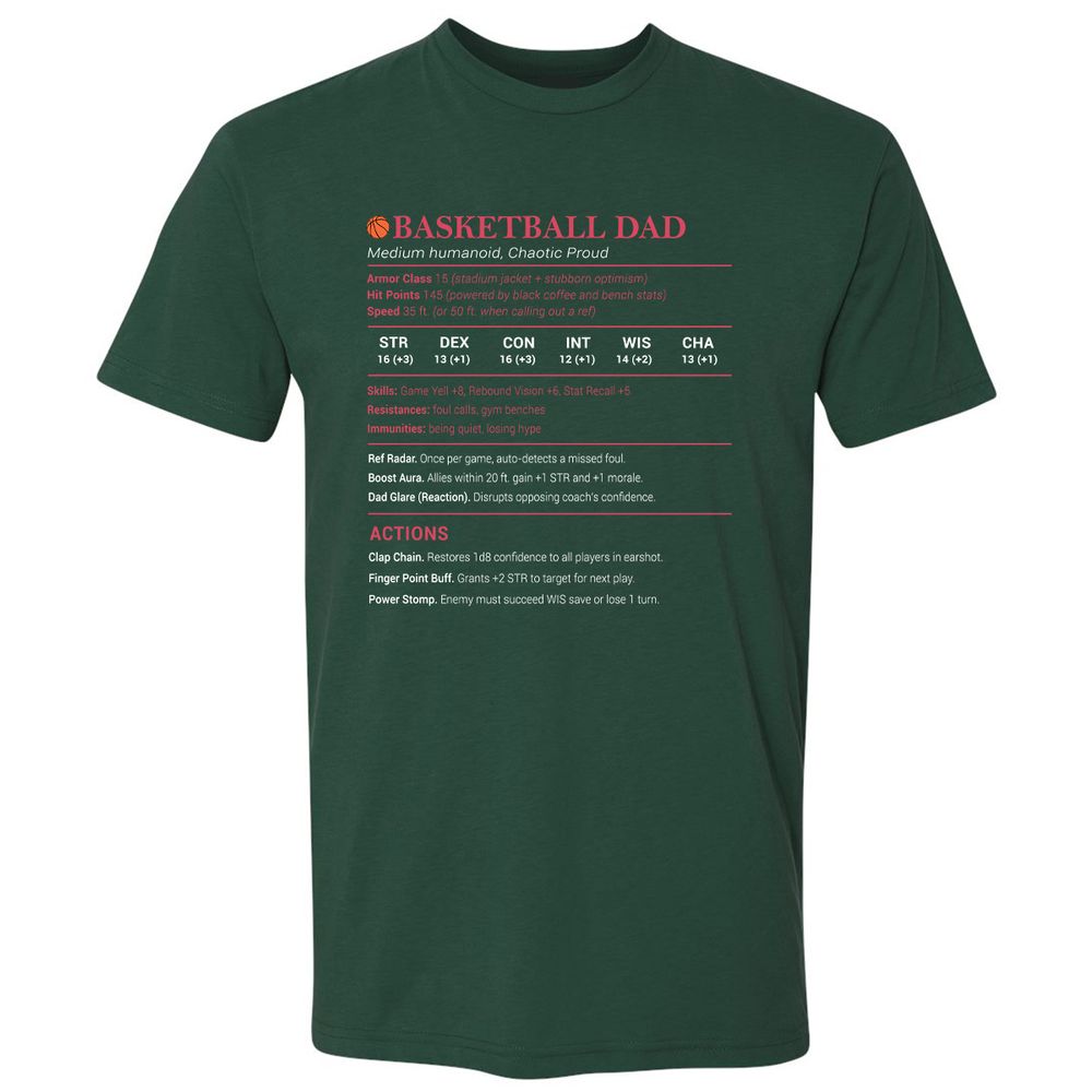 Basketball Dad Premium Unisex T-Shirt - Forest Green - 13