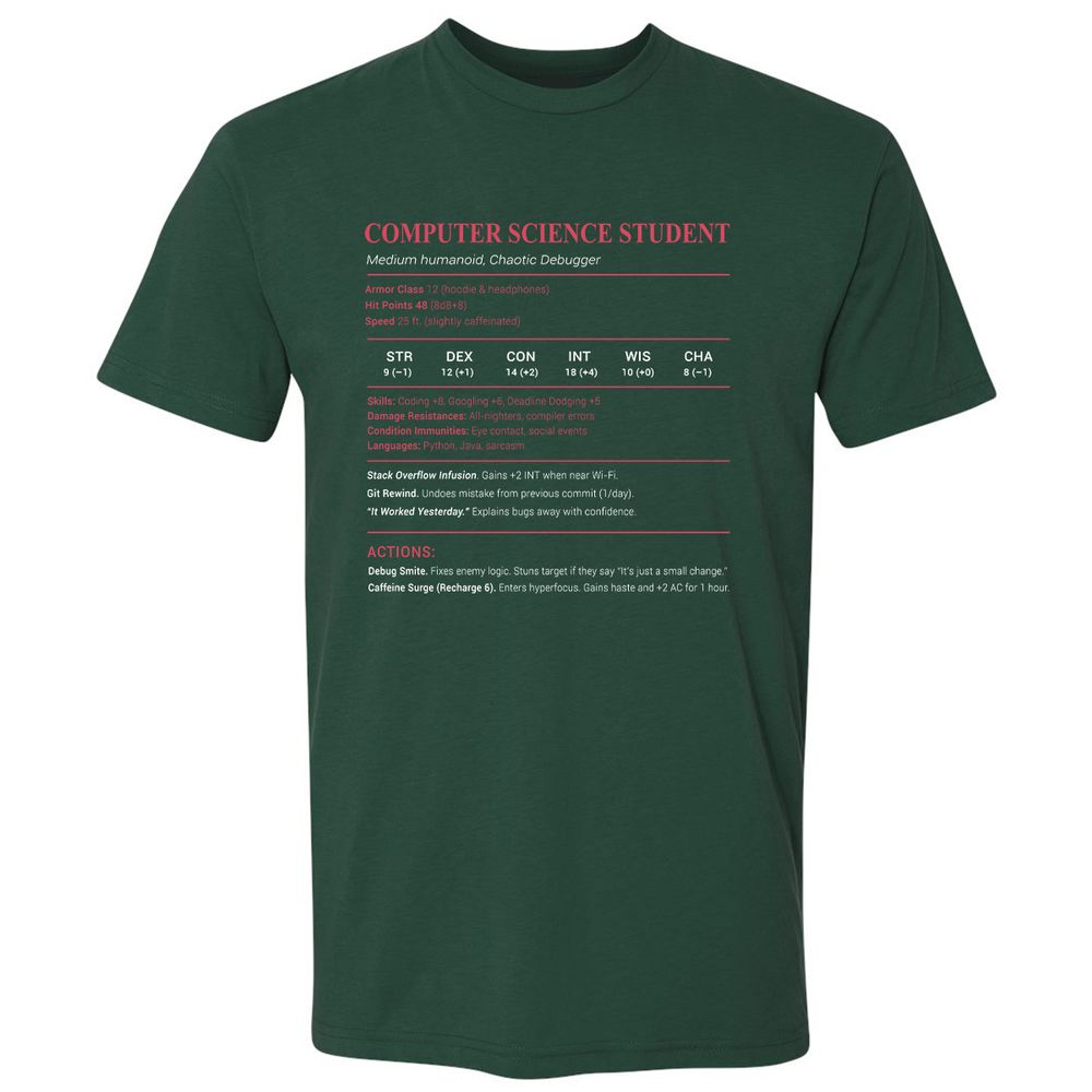 Computer Science Student Premium Unisex T-Shirt - Forest Green - 13