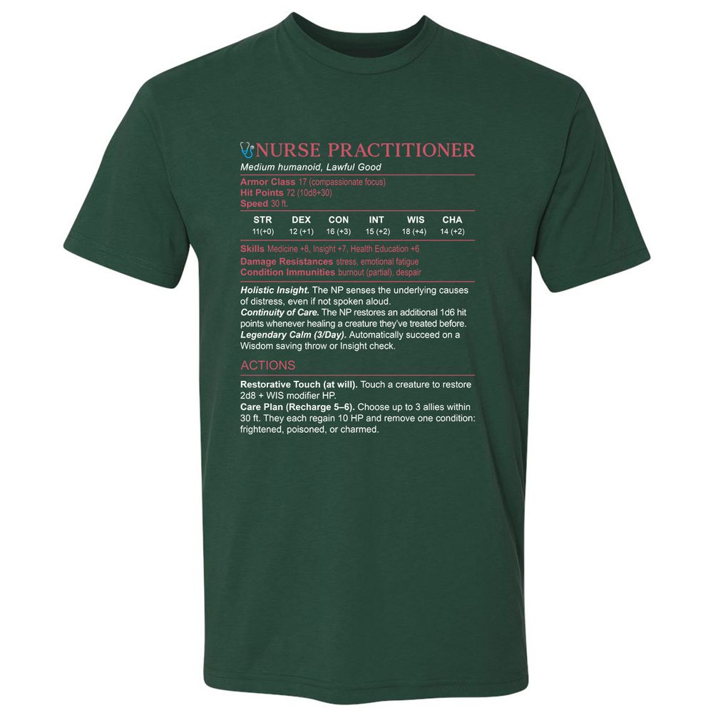 Nurse Practitioner Stats Premium Unisex T-Shirt - Forest Green - 13