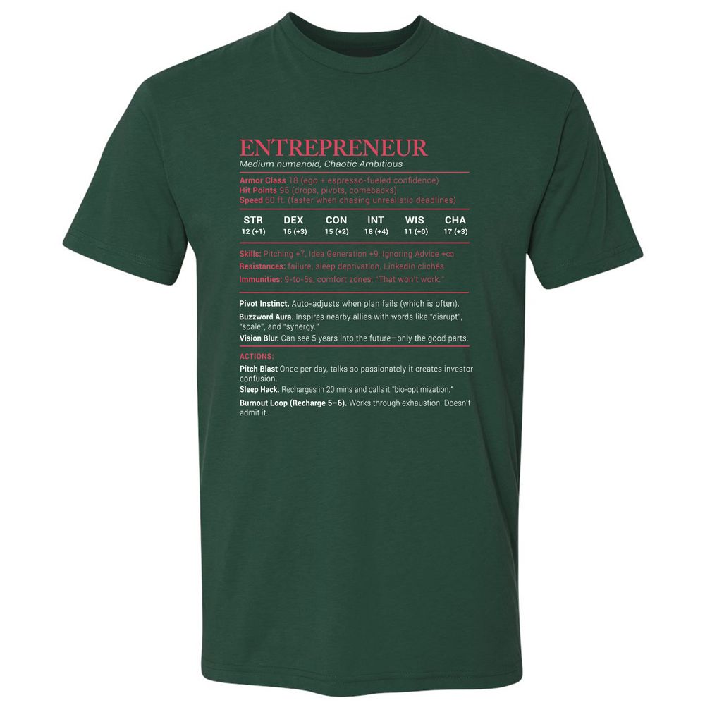 Entrepreneur Stats Premium Unisex T-Shirt - Forest Green - 13