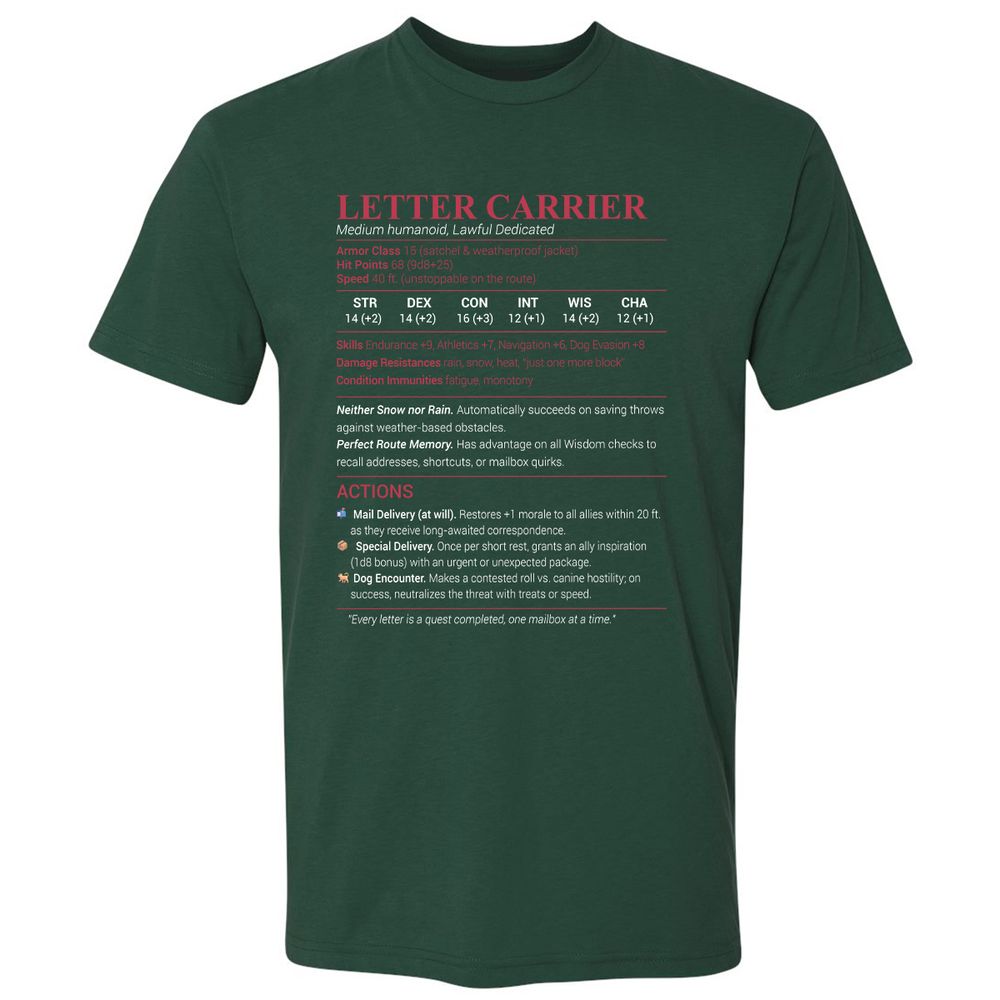 Letter Carrier Premium Unisex T-Shirt - Forest Green - 13
