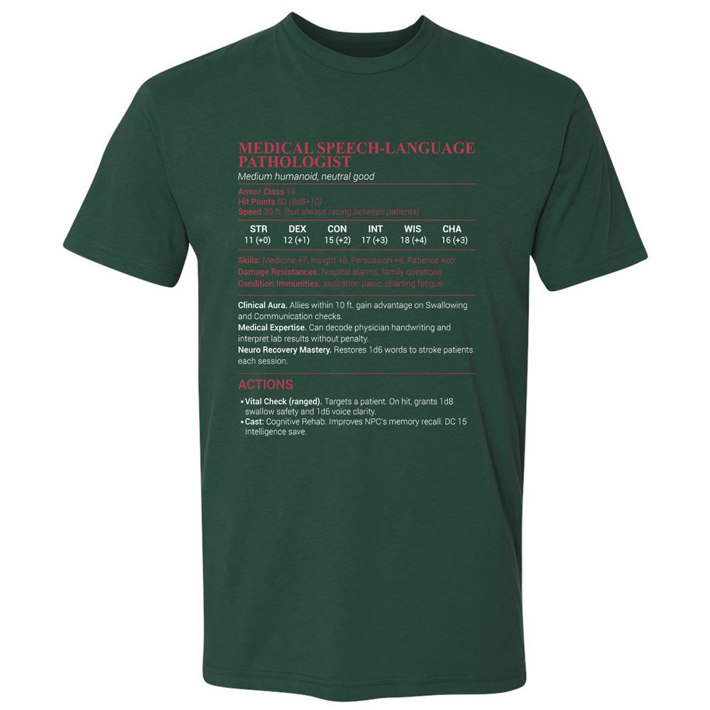 Medical SLP Premium Unisex T-Shirt - Forest Green - 13