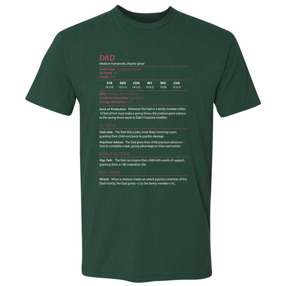 Dad Stats Premium Unisex T-Shirt - Forest Green - 13