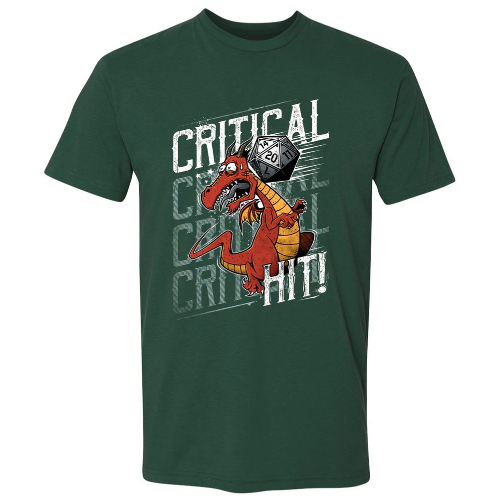 Funny Dragon Critical Hit Premium Unisex T-Shirt - Forest Green - 13