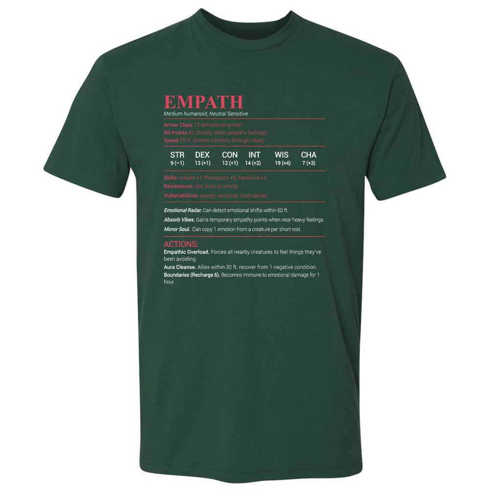 Empath Stats Premium Unisex T-Shirt - Forest Green - 13