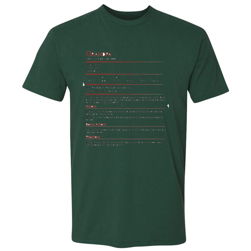 Grandpa Stat Block Premium Unisex T-Shirt - Forest Green - 13