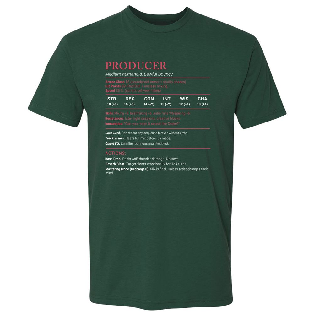 Producer Stats Premium Unisex T-Shirt - Forest Green - 13