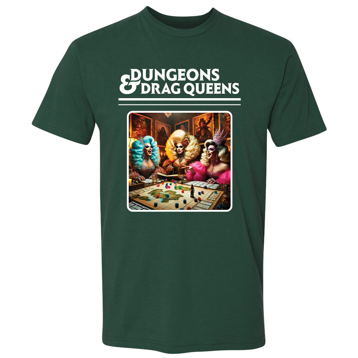 Dungeons & Drag Queens Premium Unisex T-Shirt - Forest Green - 13