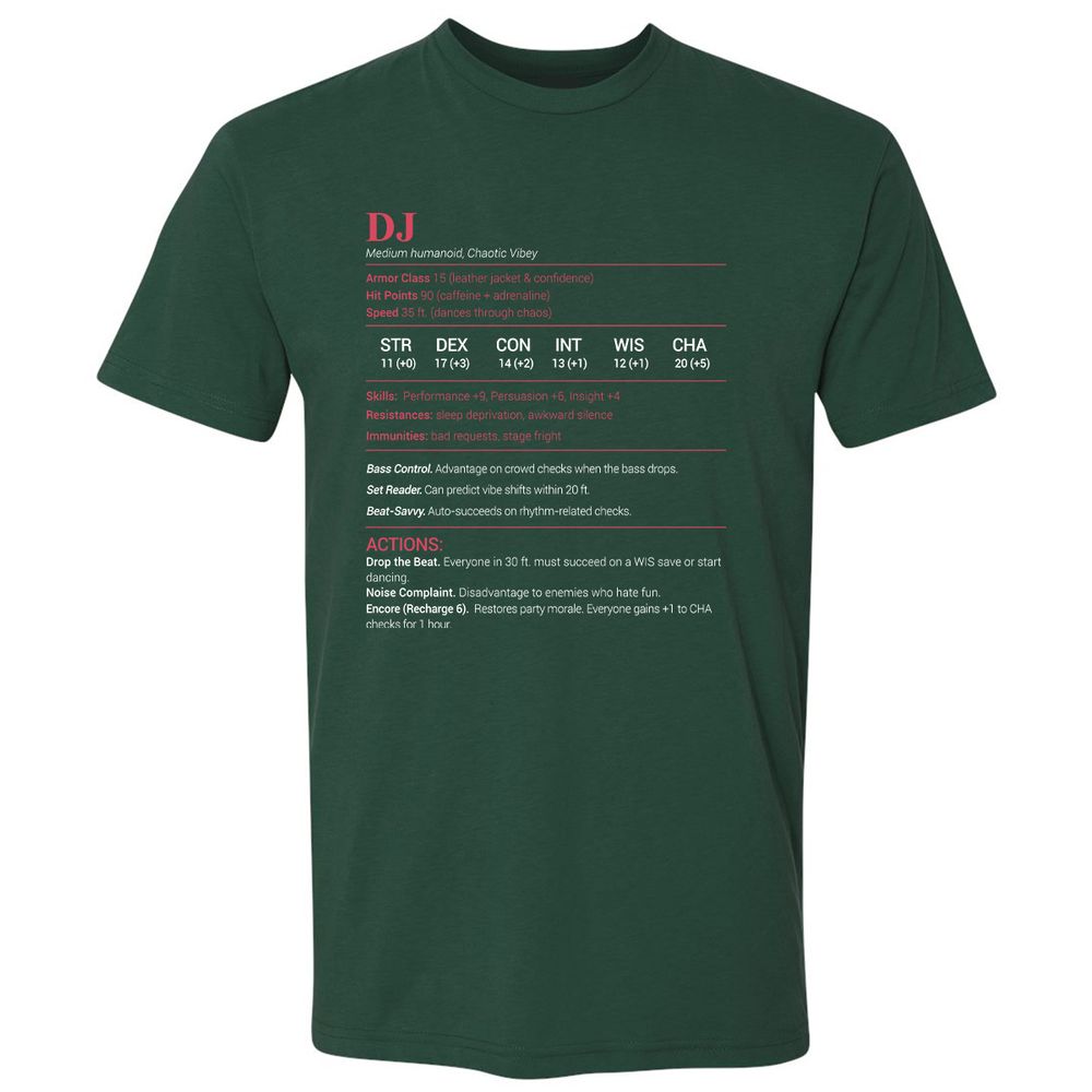 DJ Stats Premium Unisex T-Shirt - Forest Green - 13