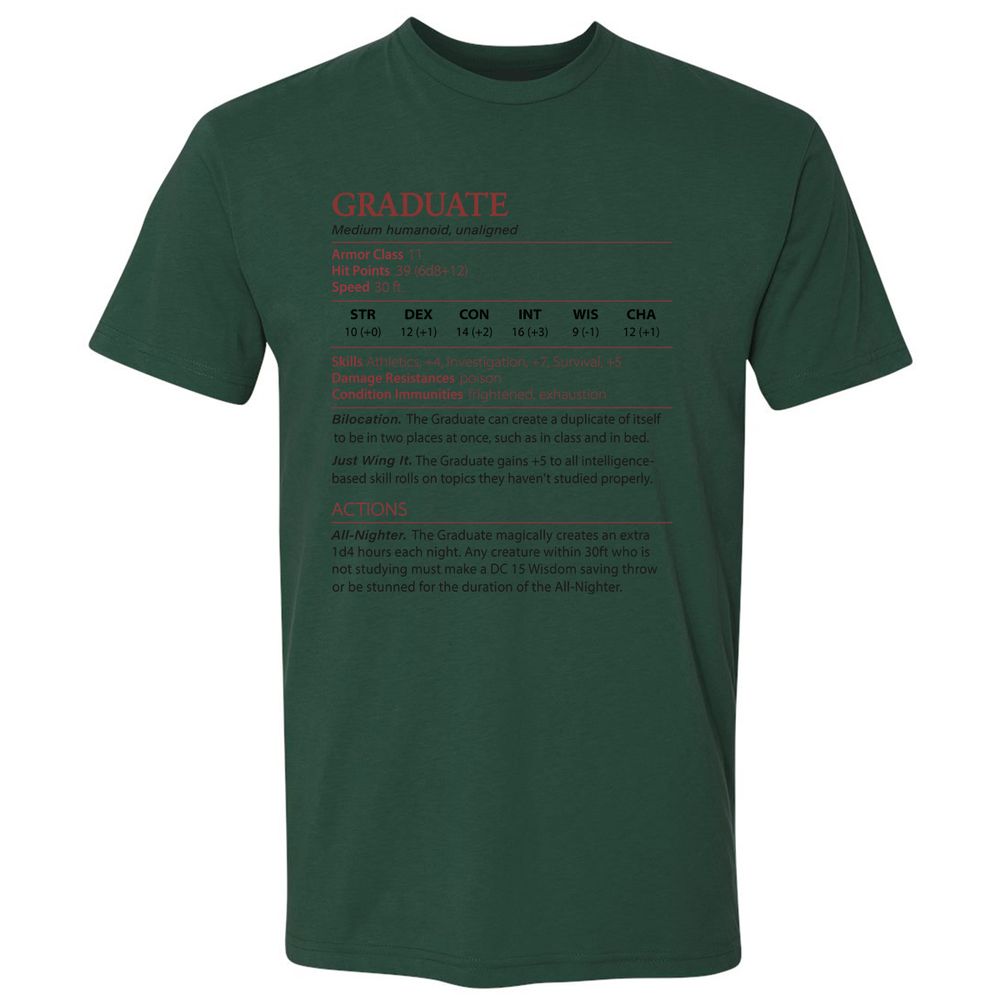 Graduate Stats Premium Unisex T-Shirt - Forest Green - 13