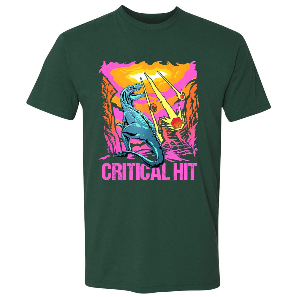 Dinosaur Critical Hit Premium Unisex T-Shirt - Forest Green - 13
