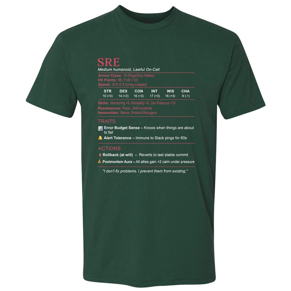 SRE Stats Premium Unisex T-Shirt - Forest Green - 13