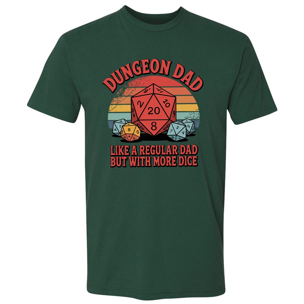 Dungeon Dad With More Dice Premium Unisex T-Shirt - Forest Green - 13