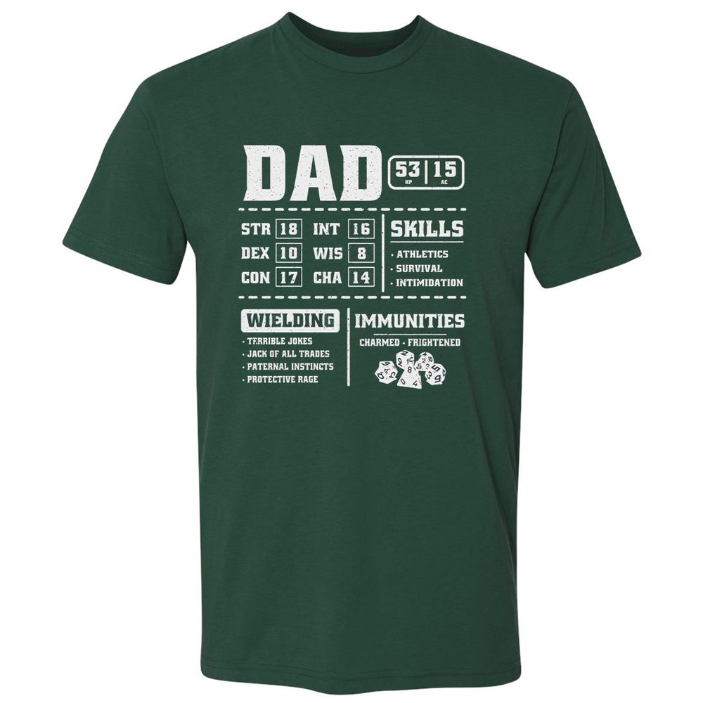 Dad Stat Block 2 Premium Unisex T-Shirt - Forest Green - 13