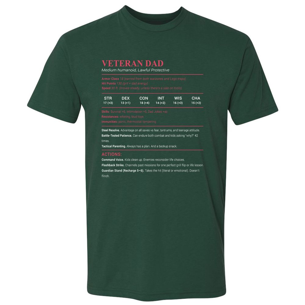 Veteran Dad Premium Unisex T-Shirt - Forest Green - 13