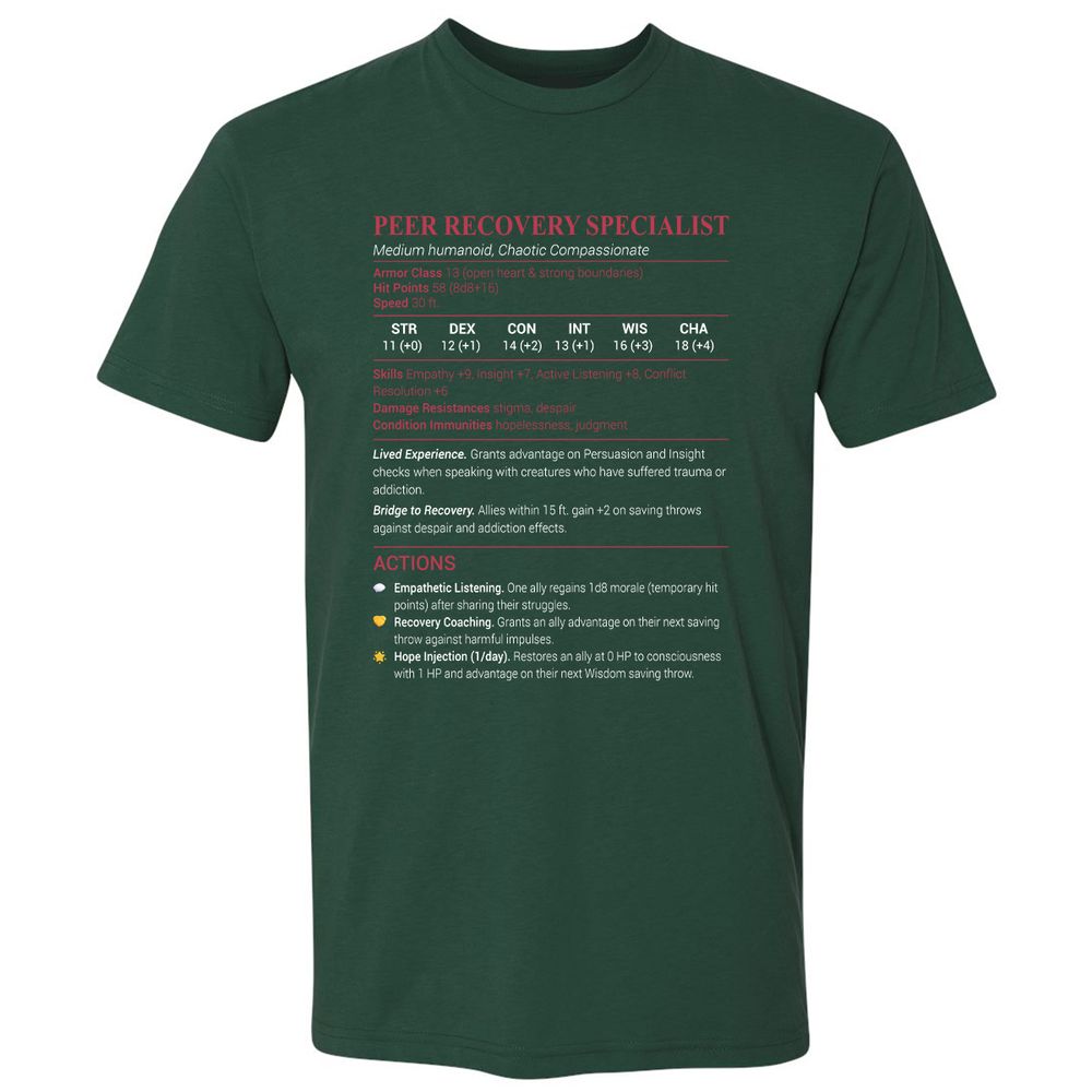 Peer Recovery Specialist Premium Unisex T-Shirt - Forest Green - 13