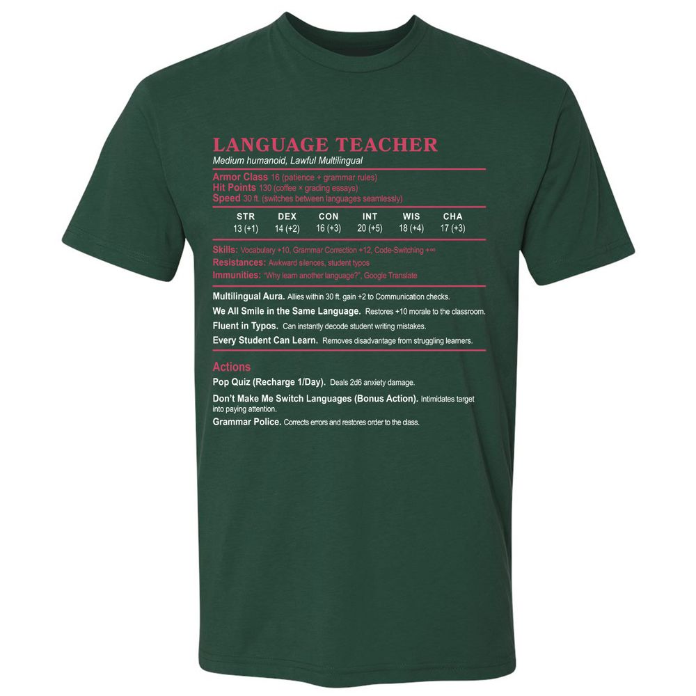 Language Teacher Premium Unisex T-Shirt - Forest Green - 13