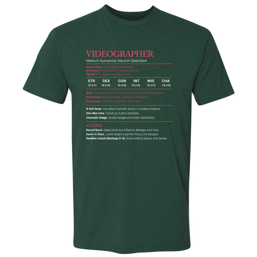 Videographer Stats Premium Unisex T-Shirt - Forest Green - 13