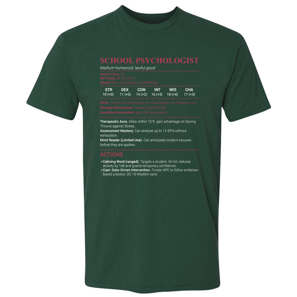 School Psychologist Premium Unisex T-Shirt - Forest Green - 13