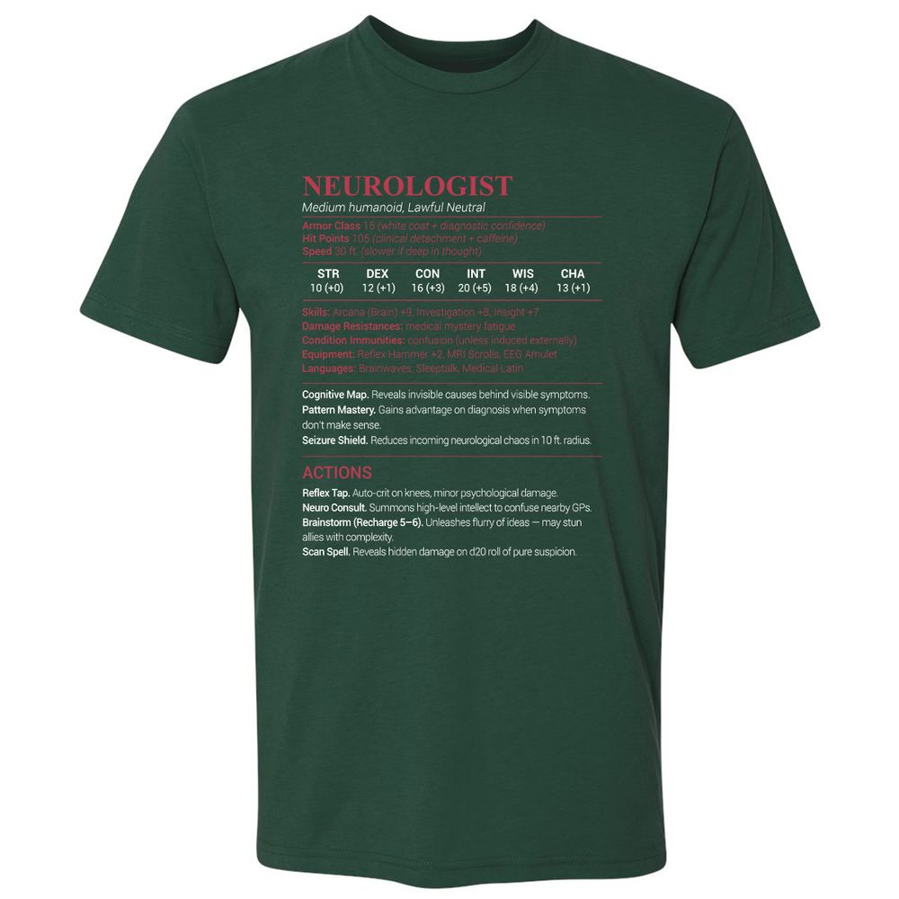 Neurologist Stats Premium Unisex T-Shirt - Forest Green - 13
