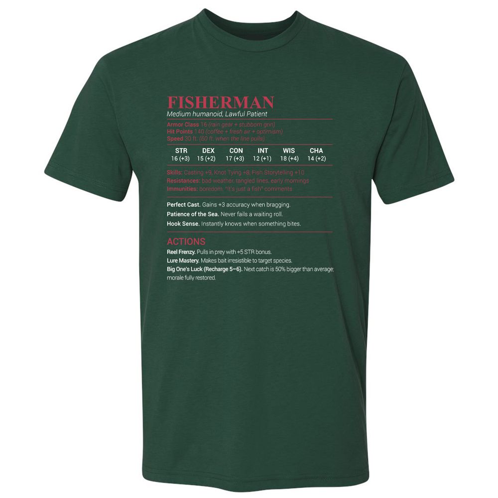 Fisherman Stats Premium Unisex T-Shirt - Forest Green - 13