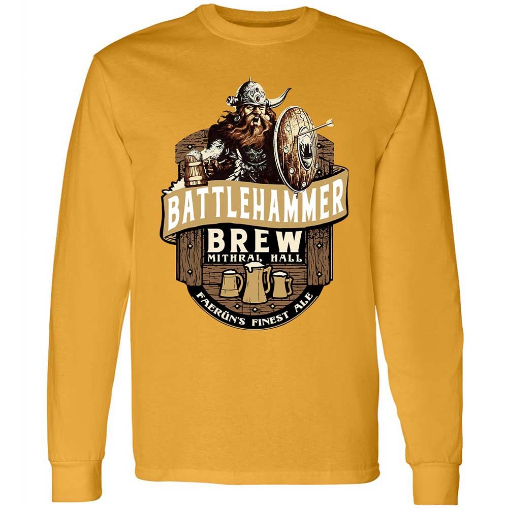 Battlehammer Brew Long Sleeve T-Shirt - Gold - 13