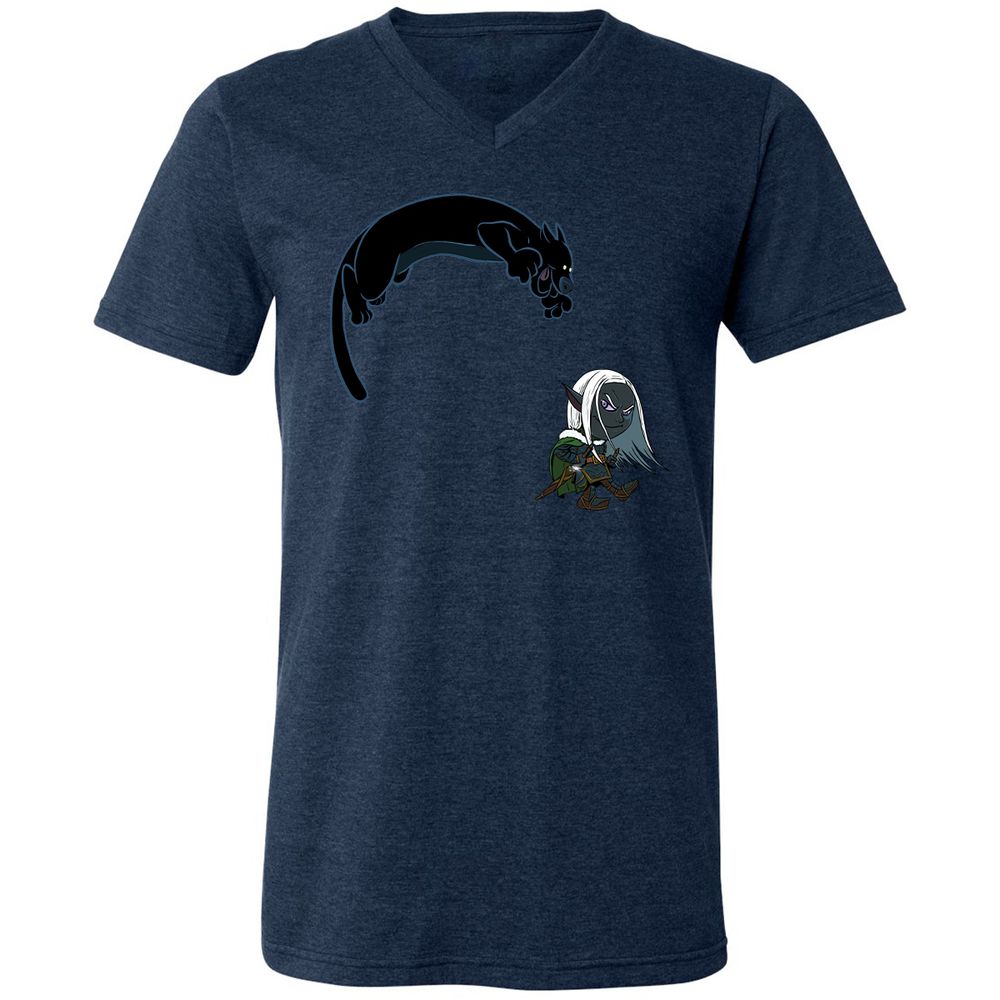 Drizzt and Guenhwyvar Unisex V-Neck T-Shirt - Heather Navy - 13