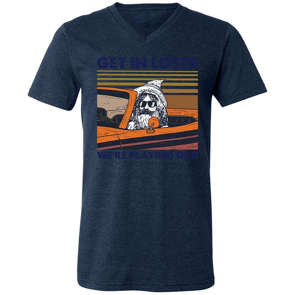 Get in Loser Unisex V-Neck T-Shirt - Heather Navy - 13