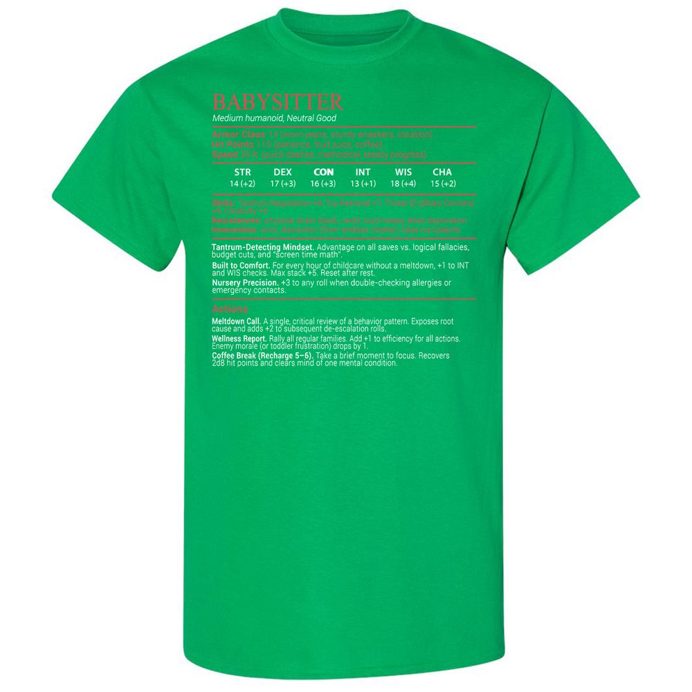 Baby Sitter Stats Block - Irish Green - 13